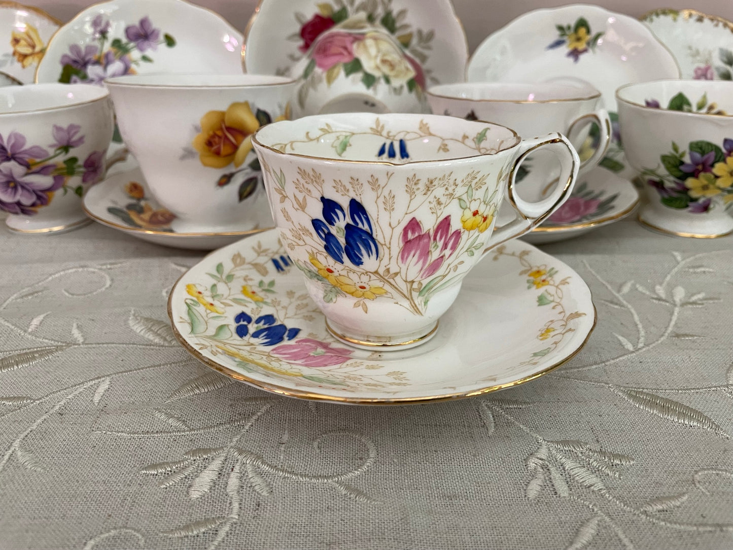 Vintage Royal Stafford Hand-Painted Tea Cup & Saucer Set