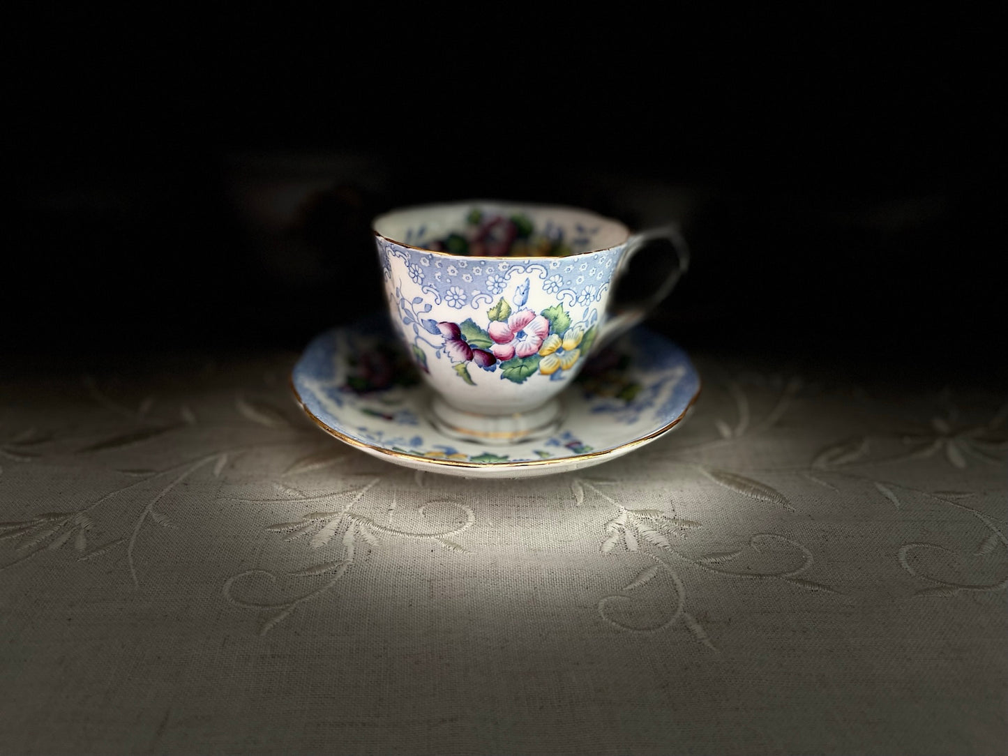 Vintage Royal Albert 'Lovelace' Bone China Tea Cup & Saucer Set