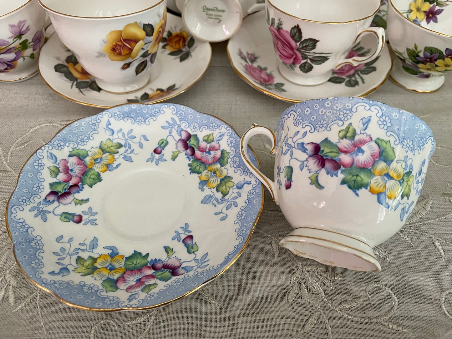 Vintage Royal Albert 'Lovelace' Bone China Tea Cup & Saucer Set