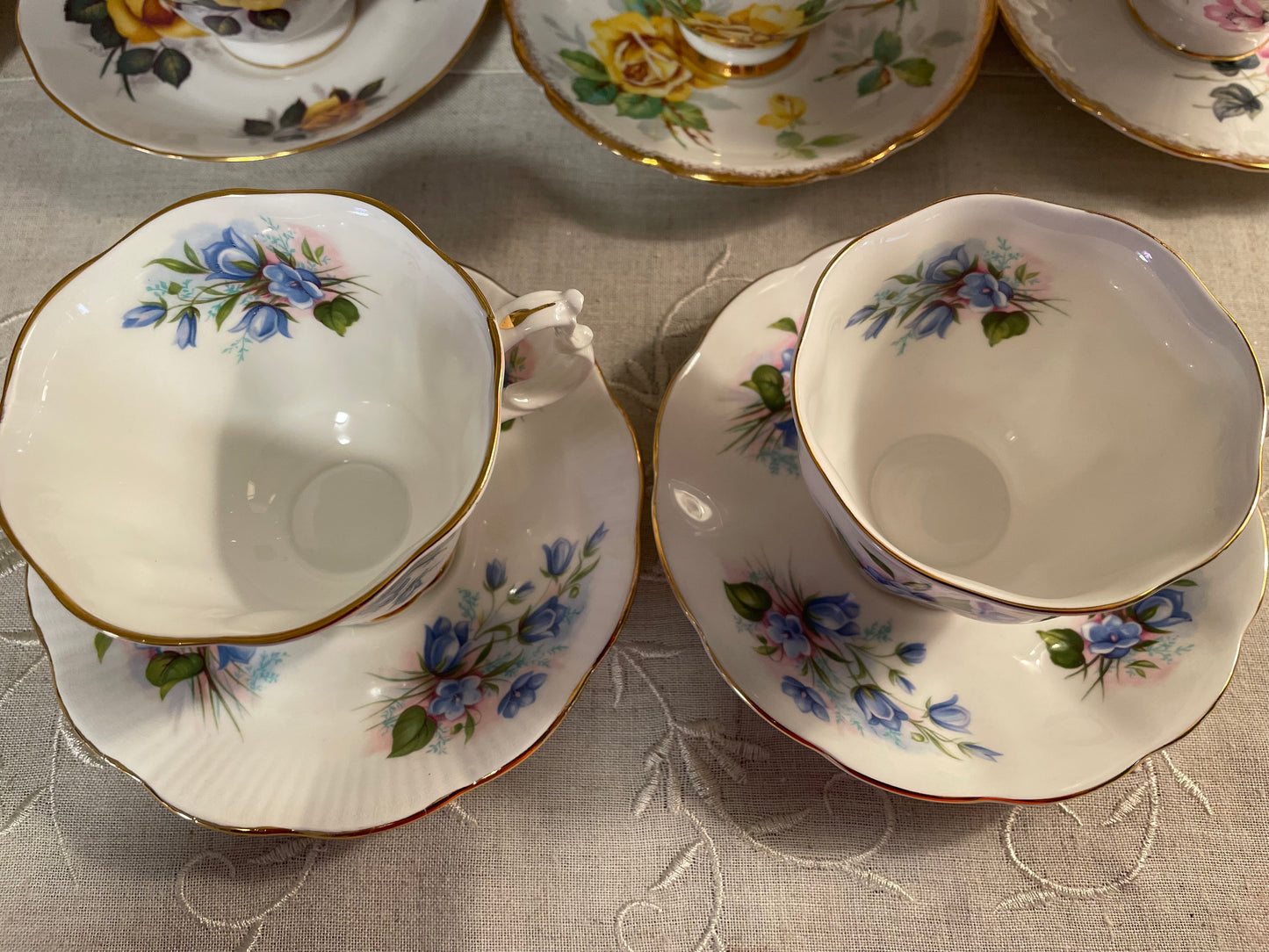 PAIR Royal Albert Blue Bell Tea Cup & Saucer Sets